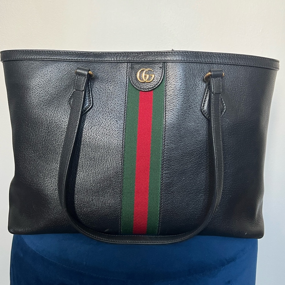 Black Gucci Orphidia tote bag Bag with Green and Red Stripes